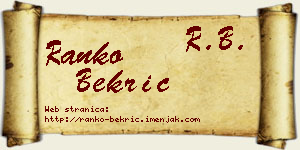 Ranko Bekrić vizit kartica